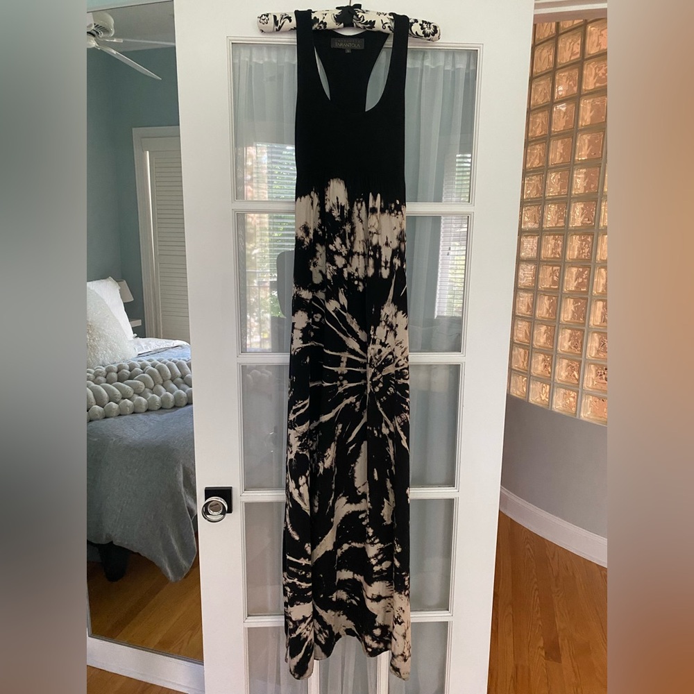 Black and Cream Tie-Dye Maxi Dress - Casual Summer Style